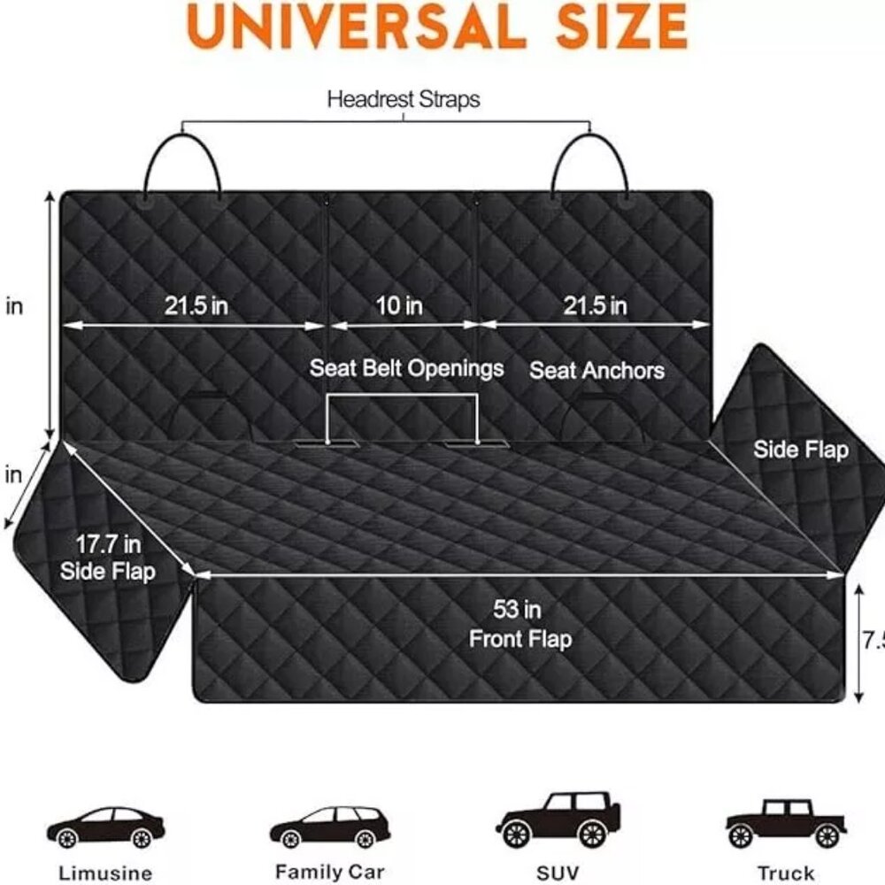 Car Back Seat Cover for Dogs Waterproof - Black and New